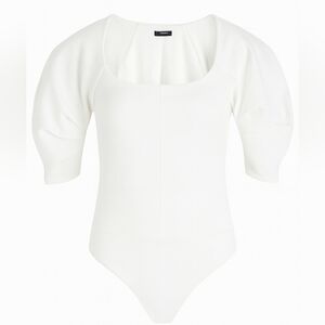 Express Fitted Ponte Square Neck Puff Sleeve Bodysuit NWT